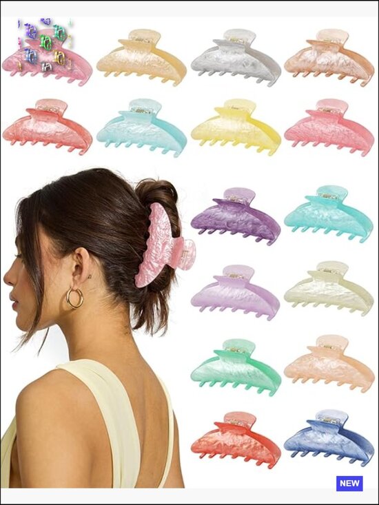 16 Pack Large Acrylic Hair Claw Clips Non-Slip for Thick Thin Hair main image 5